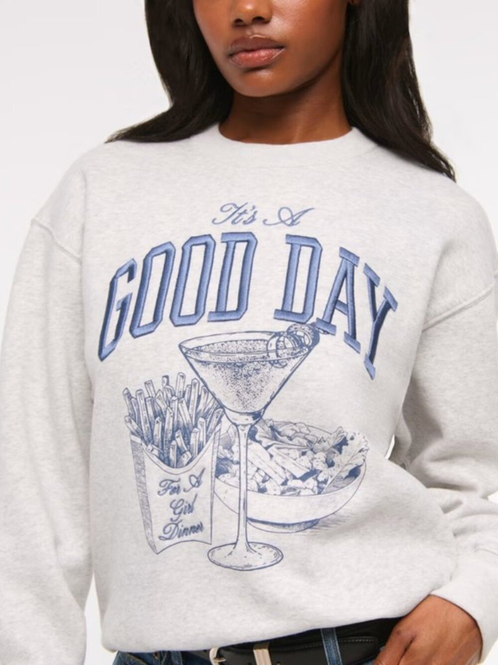 Abercrombie & Fitch It's a Good Day Graphic Sunday Crew Sweatshirt Grey - Medium